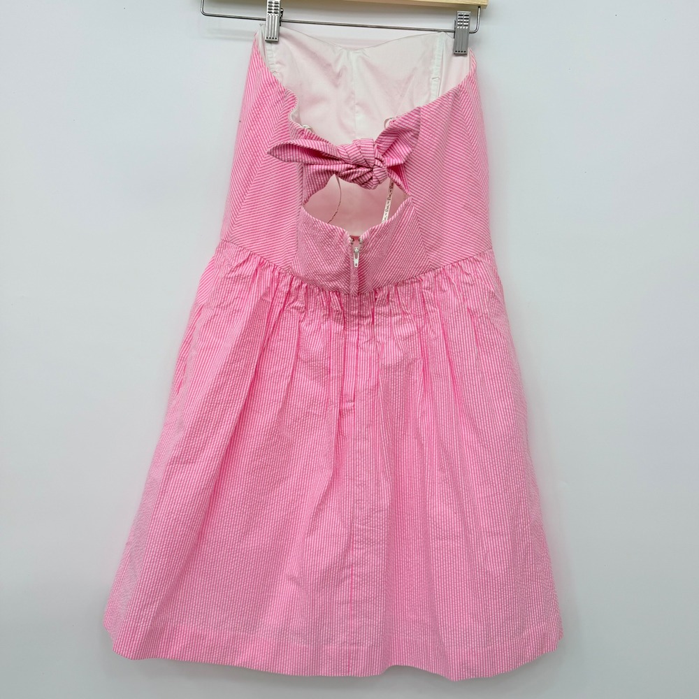 Lilly Pulitzer Richelle Strapless Seersucker Bow Back Mini Dress Womens 10 Pink - Picture 5 of 9